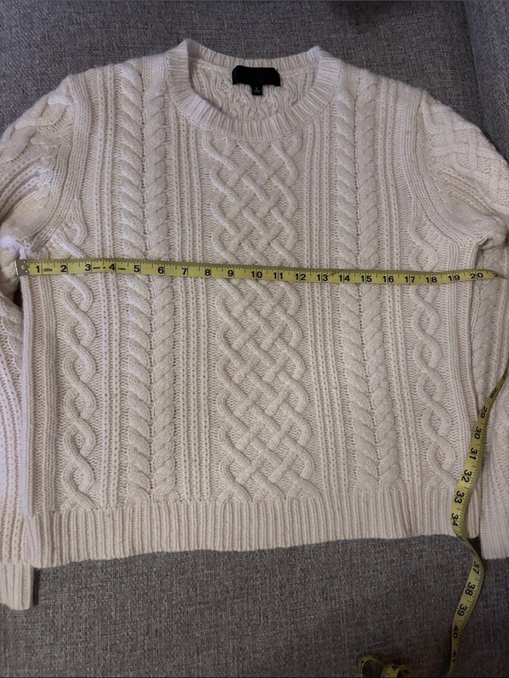 Nili Lotan Cream Cable Knit Crewneck Sweater - Picture 4 of 9
